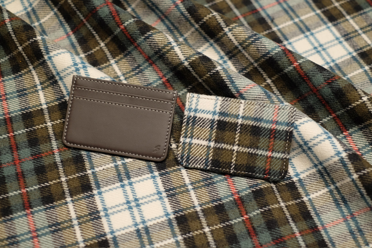 Heritage Spec Edition 001- Olive Bleu Tartan Cardholder